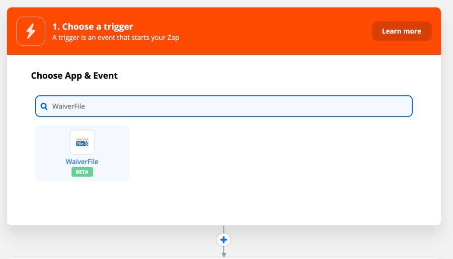 Zapier WaiverFile Screenshot